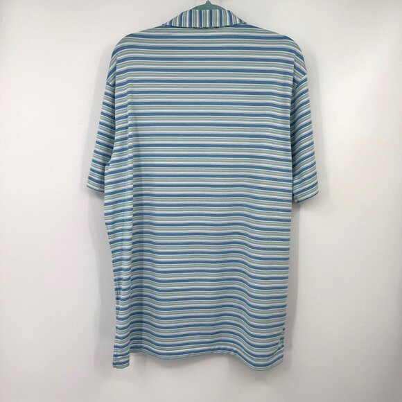 Peter Millar Summer Comfort Golf Shirt Blue Striped Sz Large - Picture 9 of 10